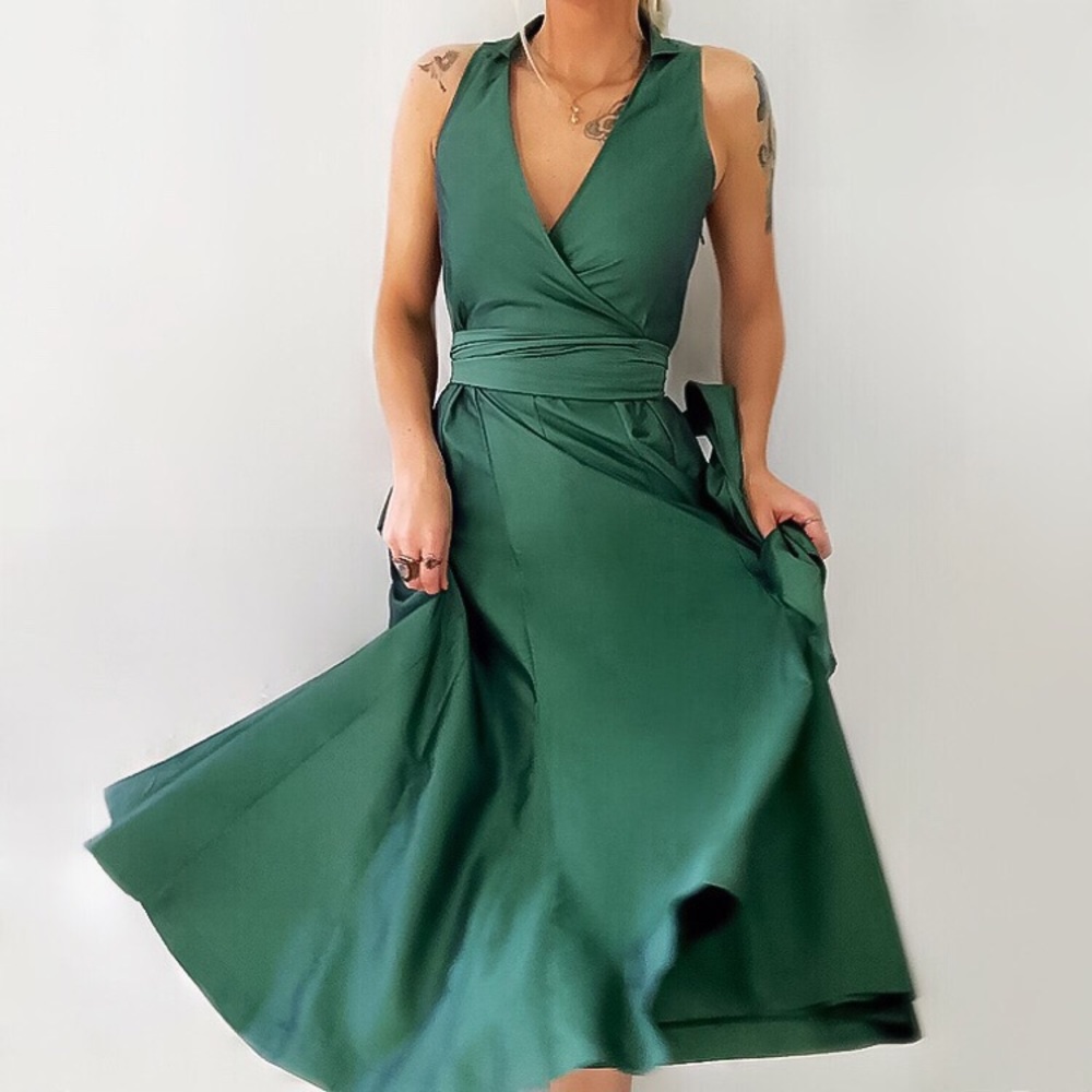 ❌SOLD❌ Zara emerald green midi dress